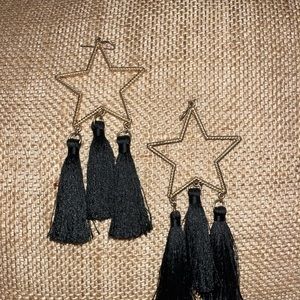 Black & Gold long earrings